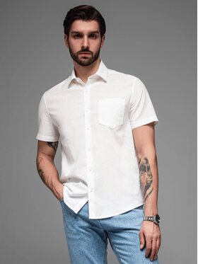 Ombre Ombre Koszula OM-SHSS-0167 Biały Regular Fit