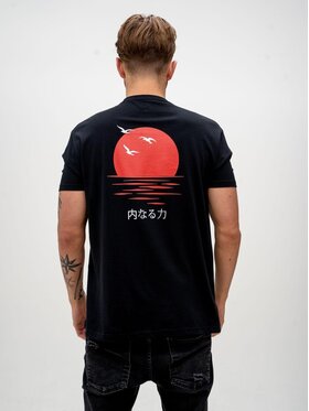 MyStars MyStars T-Shirt Koszulka Z Krótkim Rękawem My Stars Japan Sunset Czarna L Czarny Regular Fit
