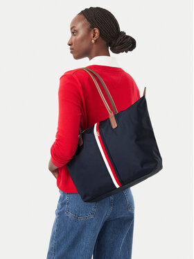 Tommy Hilfiger Tommy Hilfiger Kabelka Popette Tote Corp AW0AW19027 Tmavomodrá