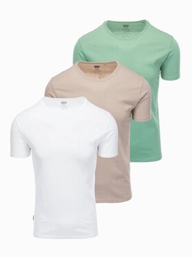 Ombre Ombre Komplet 3 t-shirtów OM-TSBS-0232 Zielony Regular Fit