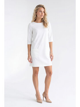 FIGL FIGL Koktejlové šaty M1350 Krémová Straight Fit