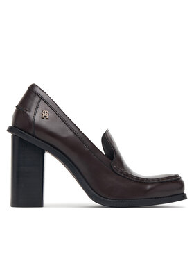 Tommy Hilfiger Tommy Hilfiger Nizki čevlji Square Toe Heeled Loafer FW0FW09493 Temno rjava