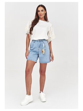 Makadamia Makadamia Szorty jeansowe C61 Niebieski Loose Fit