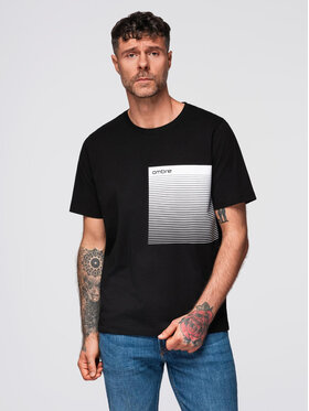 Ombre Ombre T-Shirt OM-TSPT-0246 Czarny Regular Fit