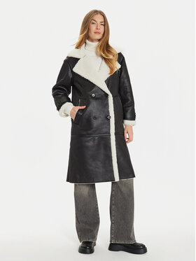 ViCOLO ViCOLO Báránybőr kabát TS0042 Fekete Regular Fit