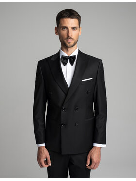 Borgio Borgio Marynarka cesaro_II_czarna Czarny Slim Fit