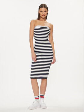 Tommy Jeans Tommy Jeans Rochie de vară Logo Tape DW0DW17922 Bleumarin Slim Fit