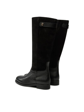 Tommy Hilfiger Zimski škornji Th Stud Leather Mix Long Boot FW0FW08341 Črna