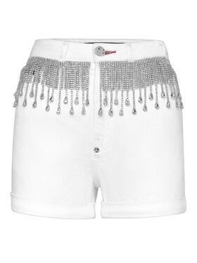 PHILIPP PLEIN PHILIPP PLEIN Džínové šortky 11431 Bílá Skinny Fit