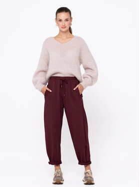 Miss LK Miss LK Spodnie materiałowe MISSLKSM Bordowy Loose Fit