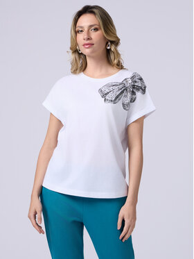 Oltre Oltre T-Shirt G295J004027N011 Biały Regular Fit