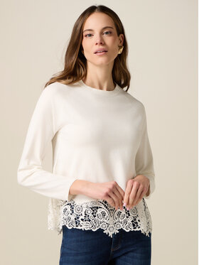 Oltre Oltre Sweter M031J005333N021 Biały Regular Fit