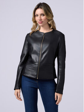 Oltre Oltre Kurtka z imitacji skóry R347R002141N033 Czarny Slim Fit