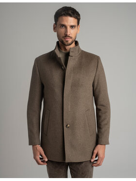 Borgio Borgio Płaszcz wełniany rivara_bz Beżowy Slim Fit