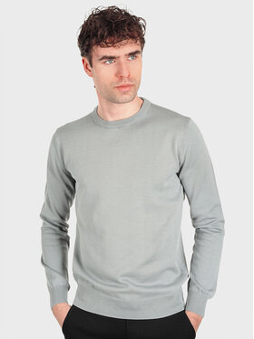 Evenemen Evenemen Sweter Round Neck Grey Szary Slim Fit