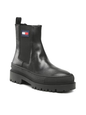 Tommy Jeans Tommy Jeans Štibletai Foxing Detail Chelsea Boot EM0EM01062 Juoda