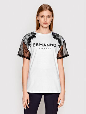 Ermanno Firenze Ermanno Firenze T-Shirt D40EL046EE8 Biały Regular Fit