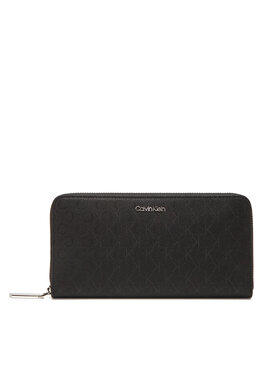Calvin Klein Calvin Klein Duży Portfel Damski Ck Must Aop Large Zip Around LV04F1073G Czarny