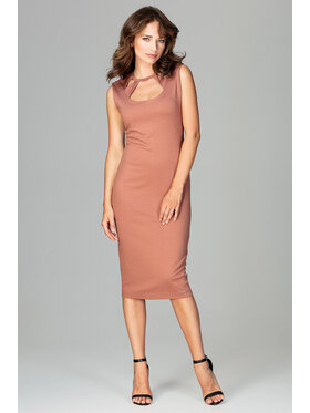 Lenitif Lenitif Sukienka K475 Brązowy Regular Fit