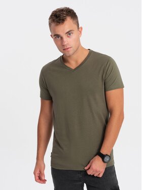 Ombre Ombre T-Shirt OM-TSBS-0145 Zielony Classic Fit