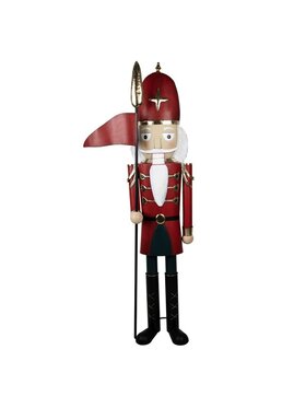 MIAhome MIAhome Figurka Duży Dziadek do Orzechów metalowy 179 cm Czerwony