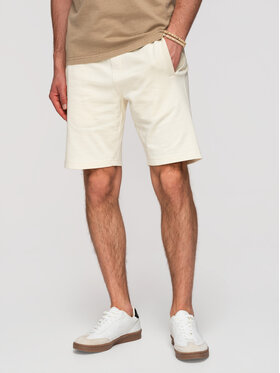 Ombre Ombre Szorty materiałowe OM-SRBS-0205 Kremowy Relaxed Fit