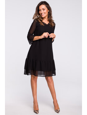 Stylove Stylove Koktejlové šaty S160 Černá Regular Fit