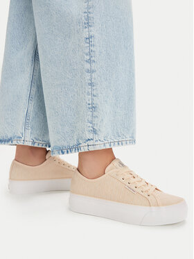 Calvin Klein Calvin Klein Sneakersy Vulc Flatf Laceup Jaq Aop HW0HW03265 Żółty jasny