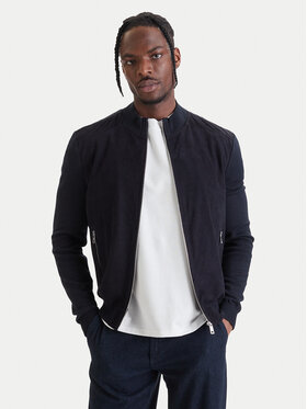 Milestone Milestone Bőrkabát 61163860755 Sötétkék Slim Fit