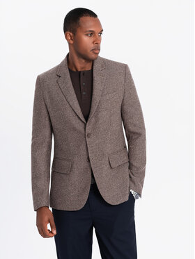 Ombre Ombre Marynarka OM-BLZB-0138 Brązowy Regular Fit