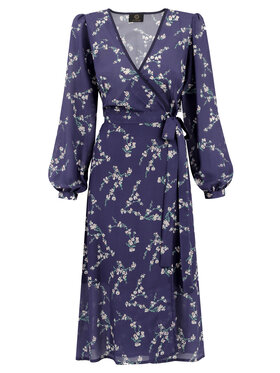 Entelier Entelier Sukienka elegancka kopertowa Granatowy Comfortable Fit