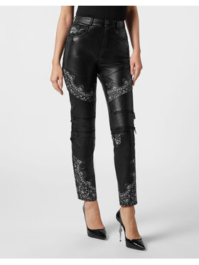 PHILIPP PLEIN PHILIPP PLEIN Spodnie skórzane 8925 Czarny