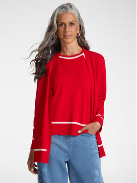 Elena Mirò Elena Mirò Kardigan M564Z000705N0A4 Czerwony Regular Fit