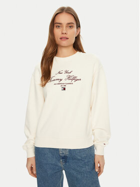 Tommy Hilfiger Tommy Hilfiger Sweatshirt Modern Script WW0WW43844 Écru Regular Fit