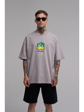 MyStars MyStars T-Shirt Koszulka Z Krótkim Rękawem Oversize Męska Szara Machinist Duck Kaczka L Szary Oversize