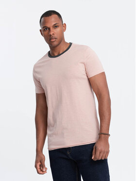Ombre Ombre T-Shirt OM-TSCT-22SS-004 Różowy Regular Fit
