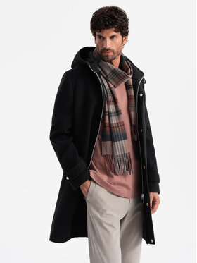 Ombre Ombre Kabát OM-COWC-22FW-005 Černá Regular Fit
