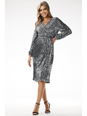 Awama Awama Večerné šaty A699 Sivá Basic Fit