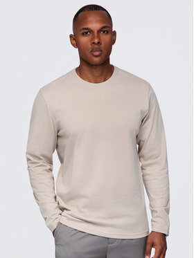 Ombre Ombre Longsleeve OM-LSBL-0142 Beżowy Regular Fit