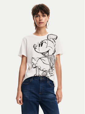 Desigual Desigual Tricou Mickey Drawing 24WWTKA1 Écru Regular Fit