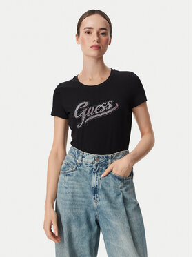 Guess Guess Tricou W6YI21 K4337 Negru Regular Fit