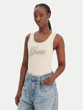 Guess Guess Top W6GP22 K2954 Beżowy Regular Fit