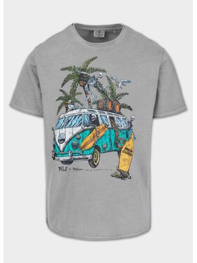 PITBULL PITBULL T-Shirt Koszulka męska Denim Washed Raw OPEN BEACH S Szary Regular Fit