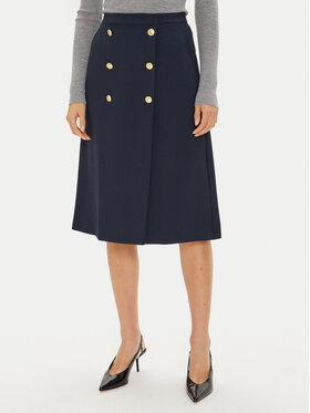 Tommy Hilfiger Tommy Hilfiger Midi szoknya WW0WW43628 Sötétkék Regular Fit
