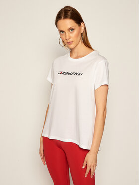 Tommy Sport Marškinėliai Chest Logo S10S100445 Balta Regular Fit