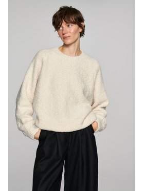 B SIDES B SIDES Sweter MERINO BOUCLE Biały Boxy Fit