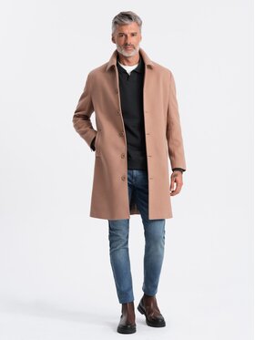 Ombre Ombre Płaszcz OM-COWC-0106 Brązowy Regular Fit