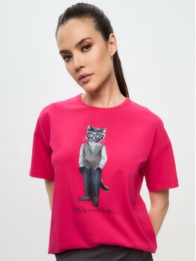 CAT by maniita lacitta CAT by maniita lacitta T-Shirt Printed oversized T-shirt Różowy Long Fit