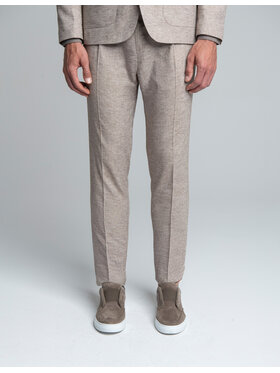 Borgio Borgio Spodnie garniturowe Lago_br Brązowy Slim Fit
