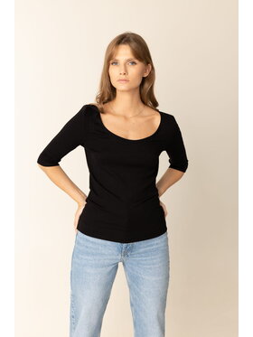 Me complete Me complete Bluzka Medium Sleeve Wave Czarny Slim Fit